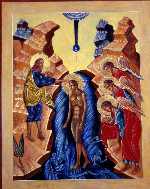 Icon of the Baptism of Our Lord Jesus Christ written by Christine Hales, artist/Iconographer