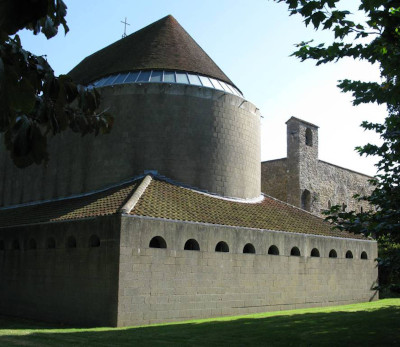 Modern Abbey Church showing bell tower beyond