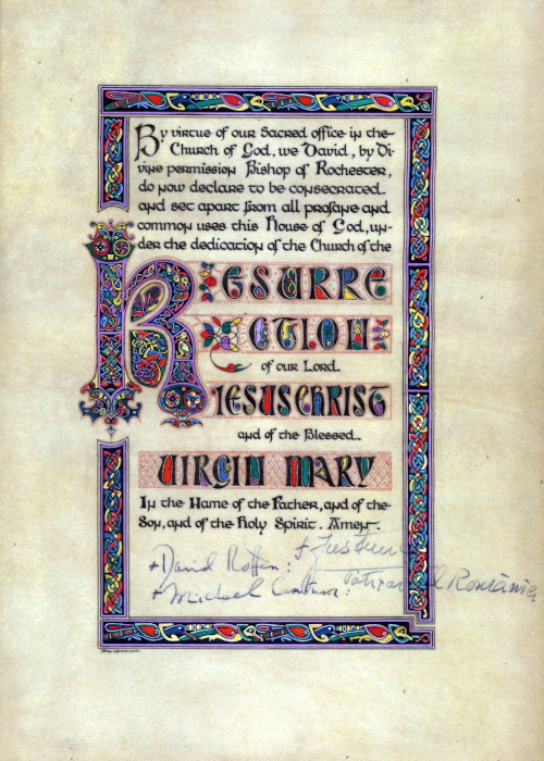 Chart for the Dedication of the Church 1966