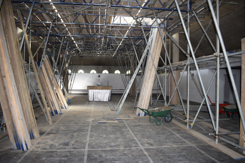 church with scaffolding summer 2021