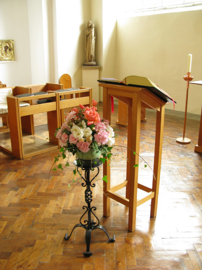 Chapter House with flowers for feast of the Dedication of the Church