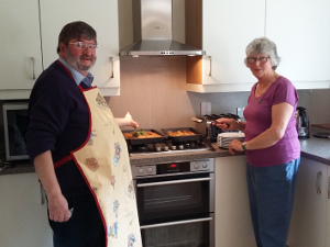 guests cooking in Abbey Garth kitchen