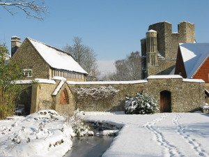 View towards Guest House and Tower from nun's garden